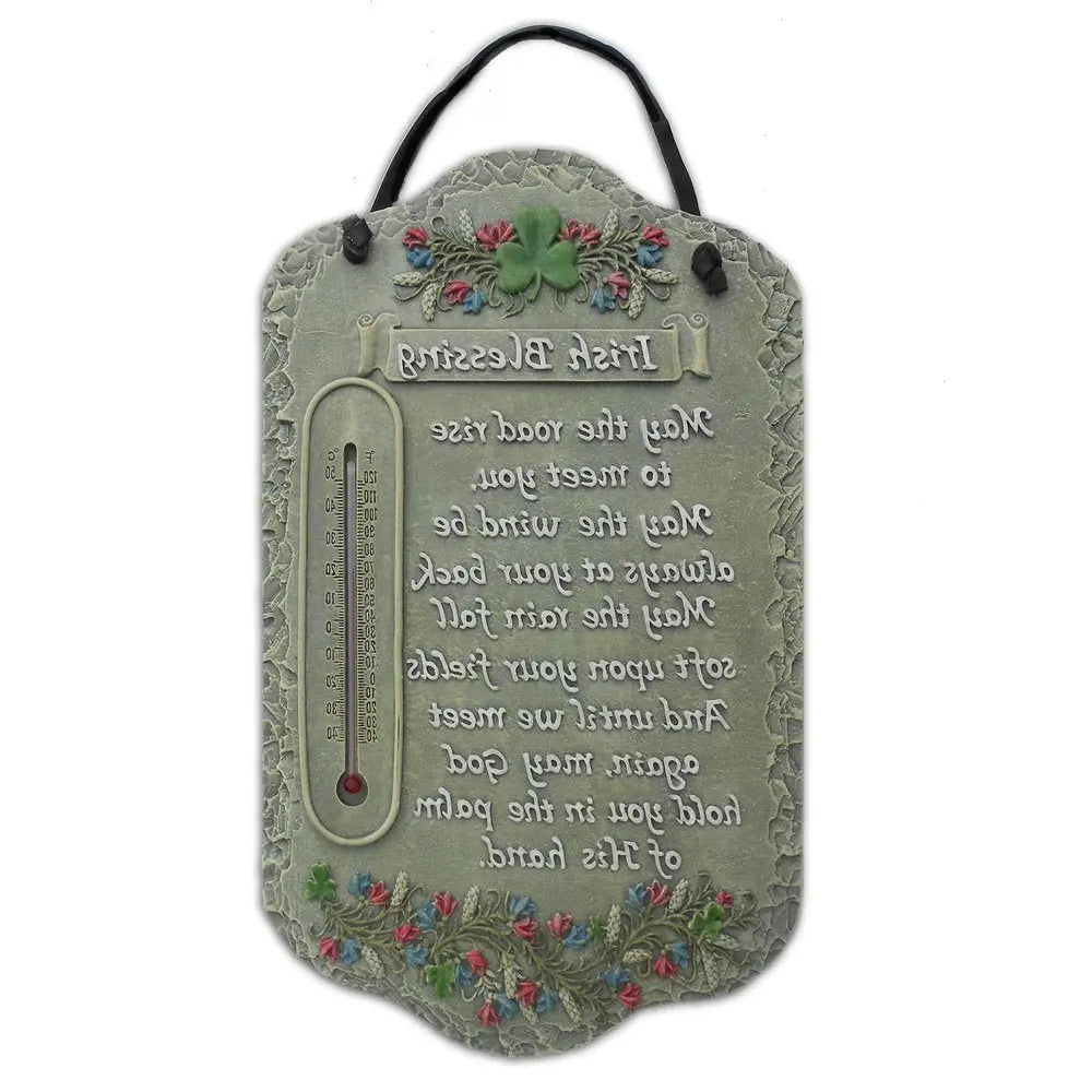 13" X 8" Gray Floral Irish Blessing Polyresin Wall Decor - NOBLE HOME INTERIORS