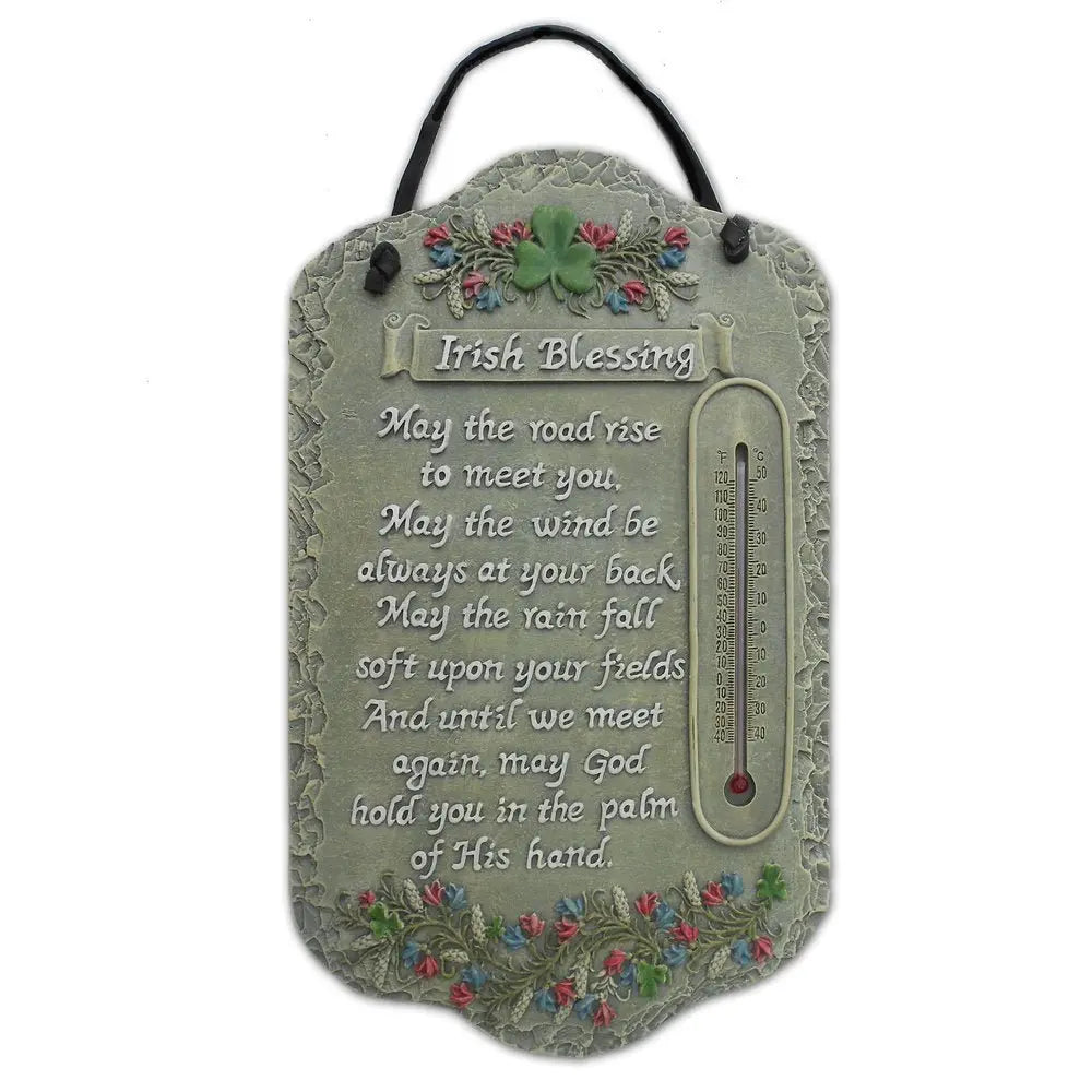 13" X 8" Gray Floral Irish Blessing Polyresin Wall Decor - NOBLE HOME INTERIORS