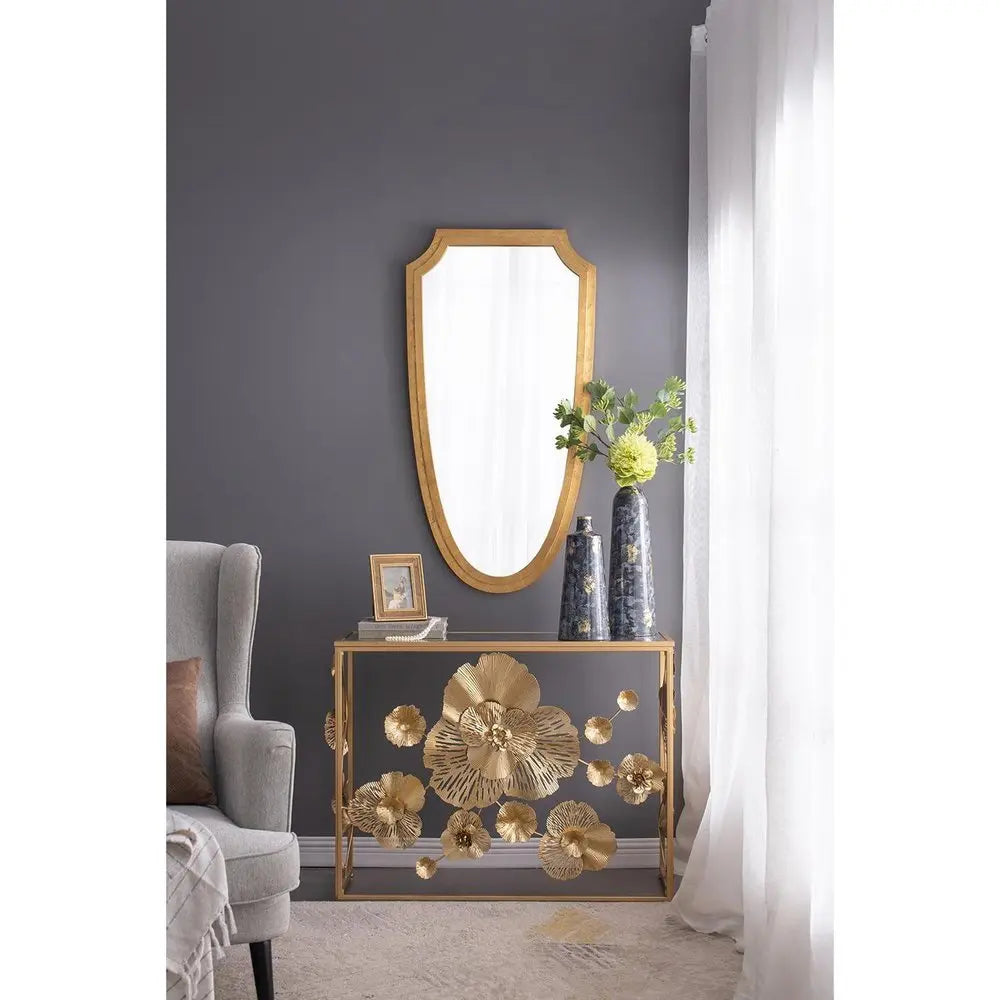 14" Blue And Gold Abstract Bud Glass Table Vase - NOBLE HOME INTERIORS