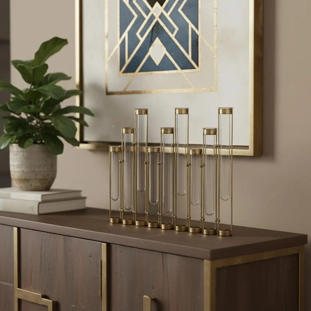 14" Bronze Tulip Enameled Cast Iron Table Vase - NOBLE HOME INTERIORS