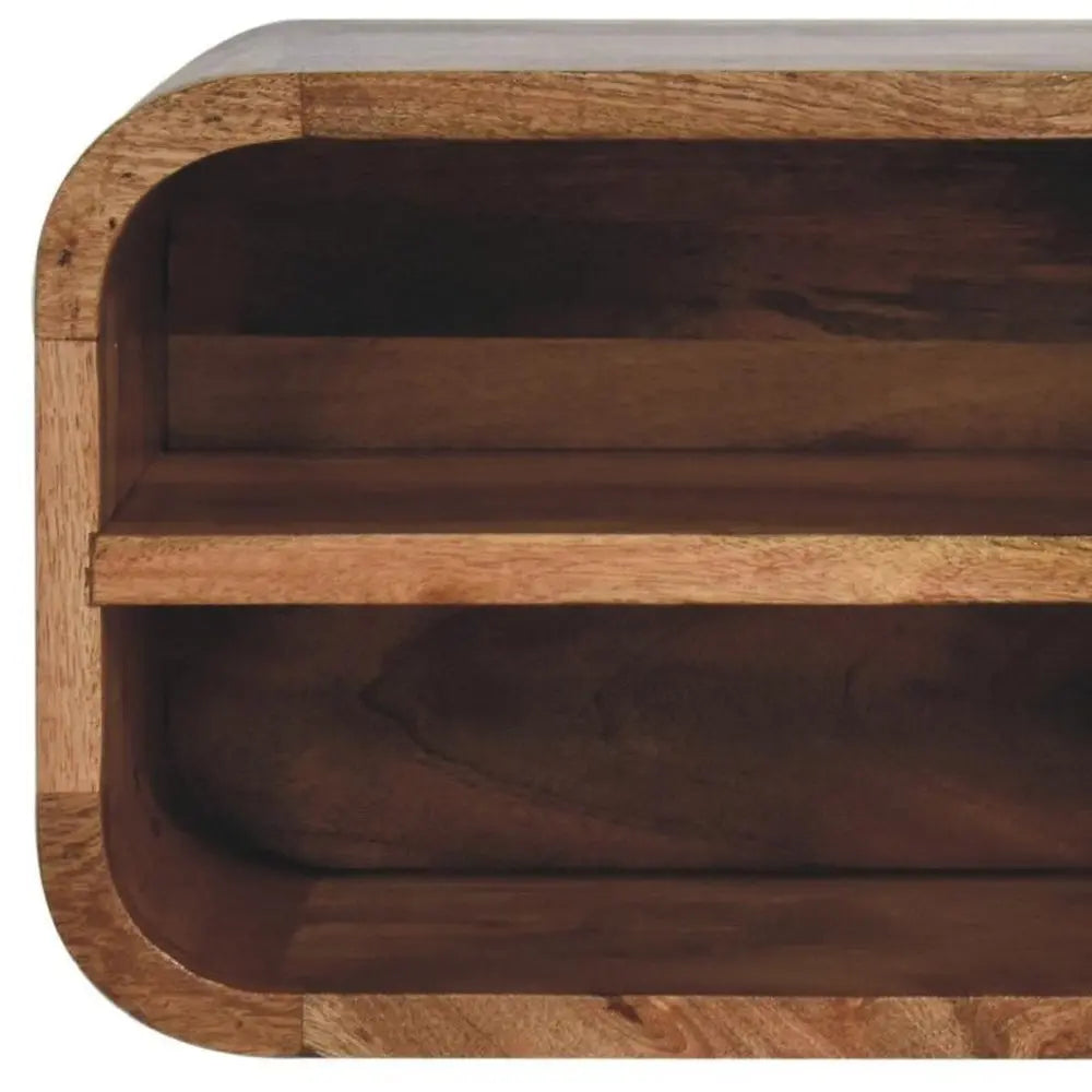 14" Brown Solid Wood One Drawer Floating Nightstand - NOBLE HOME INTERIORS