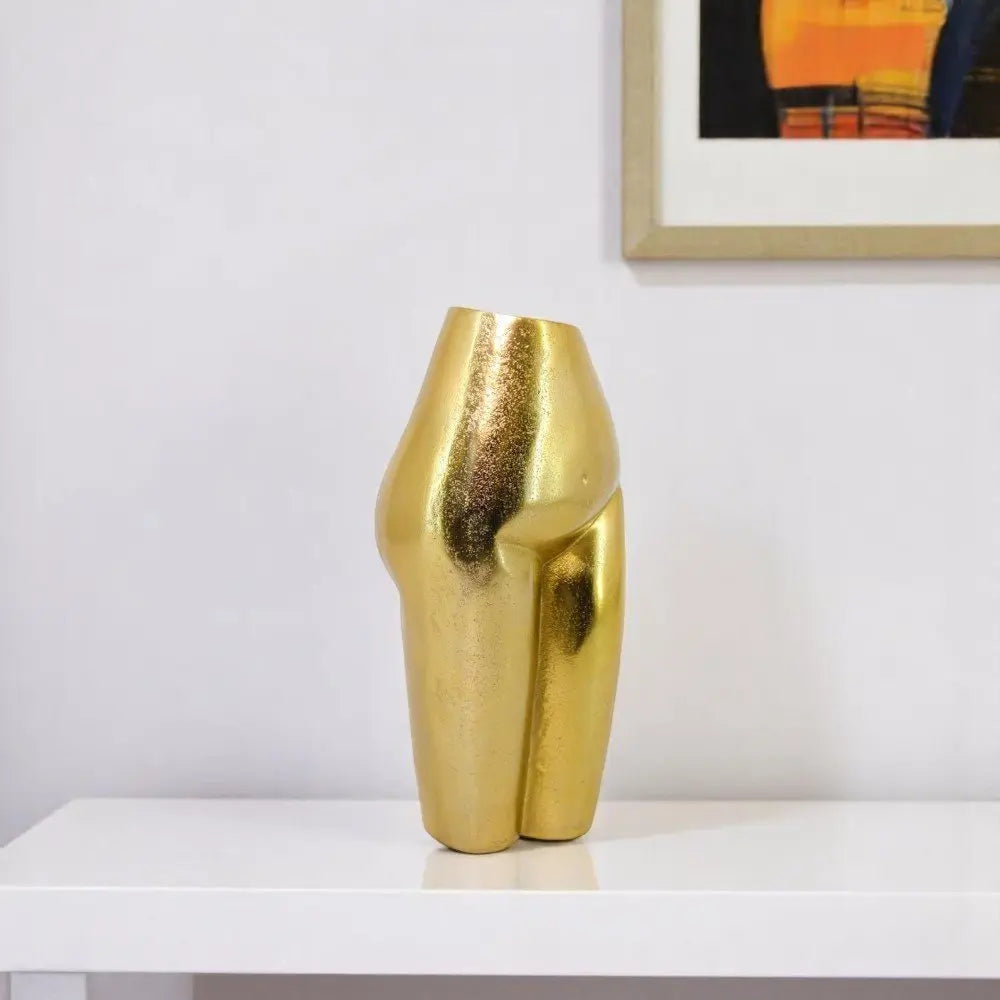 14" Gold Cast Aluminum Female Form Table Vase - NOBLE HOME INTERIORS