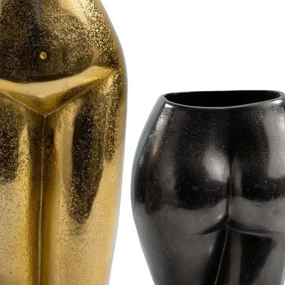 14" Gold Cast Aluminum Female Form Table Vase - NOBLE HOME INTERIORS