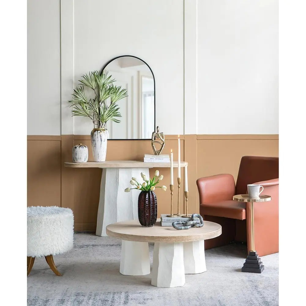 14" Gray Ivory And Gold Modern Abstract Ceramic Table Vase - NOBLE HOME INTERIORS