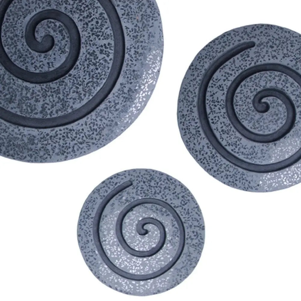 14" X 14" X 2" Gray Round Modern Spiral Wall Art - NOBLE HOME INTERIORS