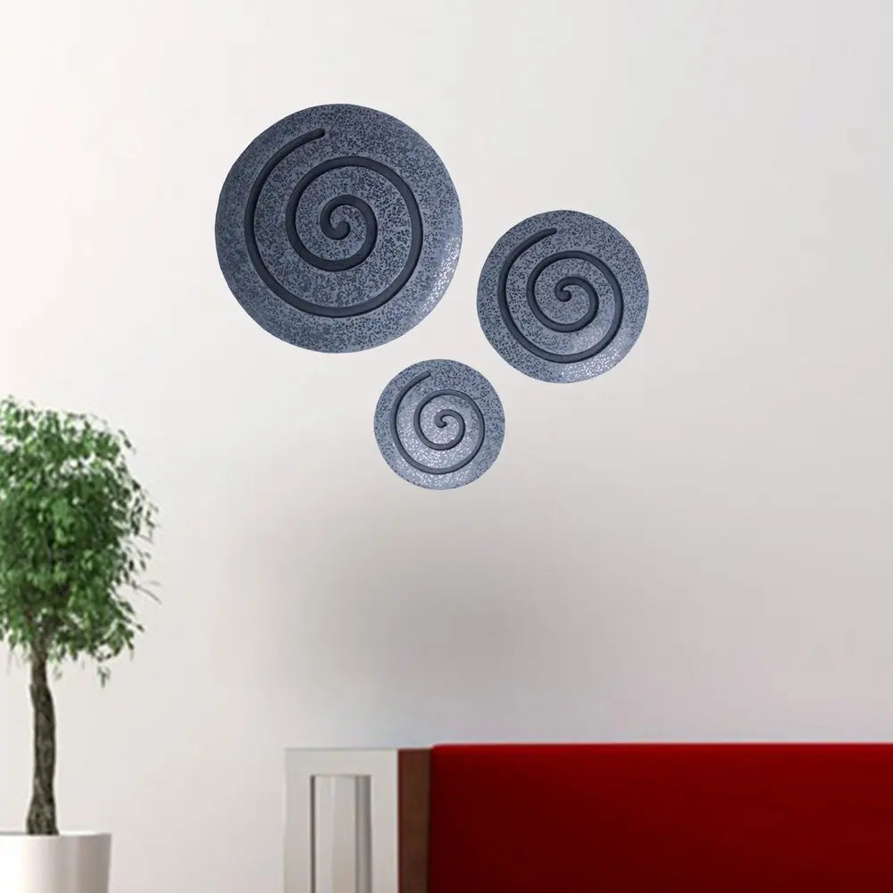 14" X 14" X 2" Gray Round Modern Spiral Wall Art - NOBLE HOME INTERIORS