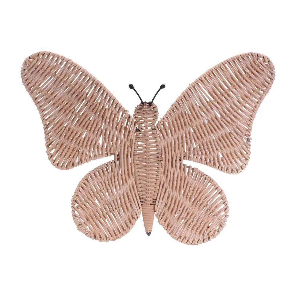 14" X 18" Natural Butterfly Rattan Hanging Dimensional Sculpture - NOBLE HOME INTERIORS
