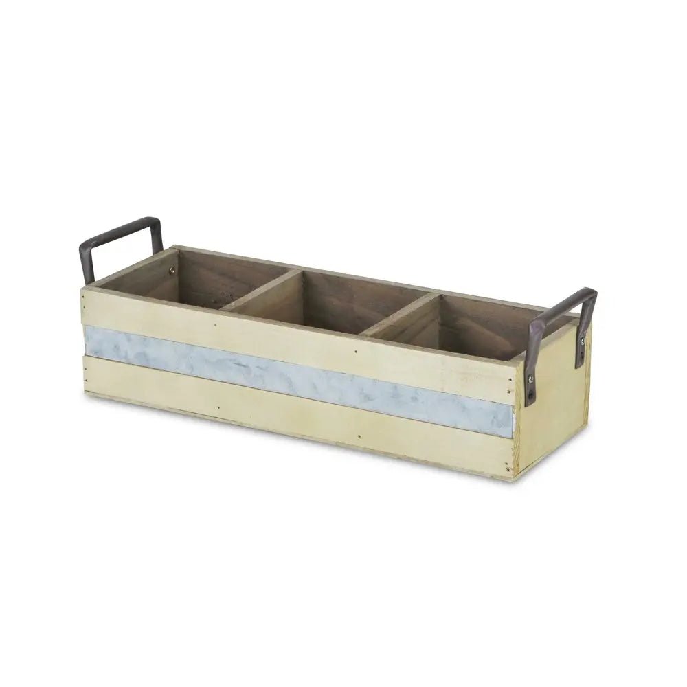 15" Antiqued White Solid Wood And Metal Box HomeRoots