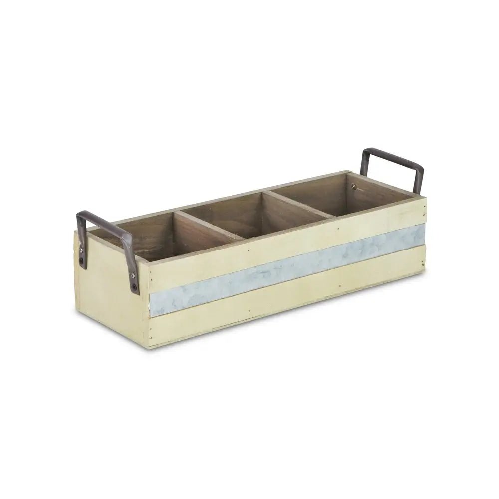 15" Antiqued White Solid Wood And Metal Box HomeRoots