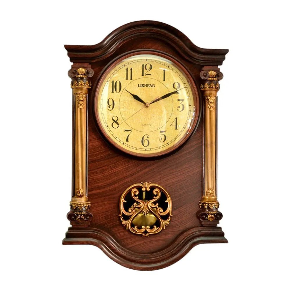 15" Brown And Gold Resin Silent Analog Ornate Wall Clock HomeRoots