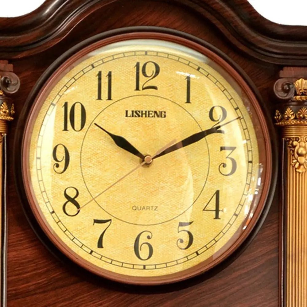 15" Brown And Gold Resin Silent Analog Ornate Wall Clock HomeRoots