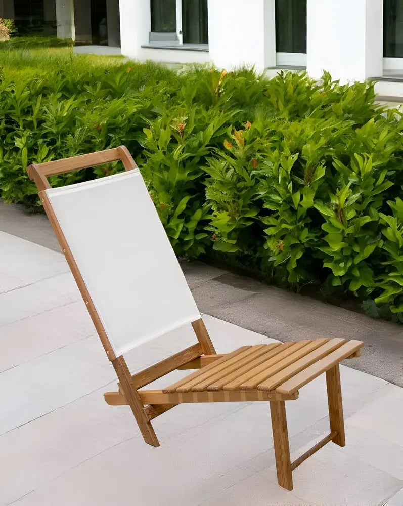 15" Brown and Natural Wood Solid Wood Outdoor Deck Chair - NOBLE HOME INTERIORS