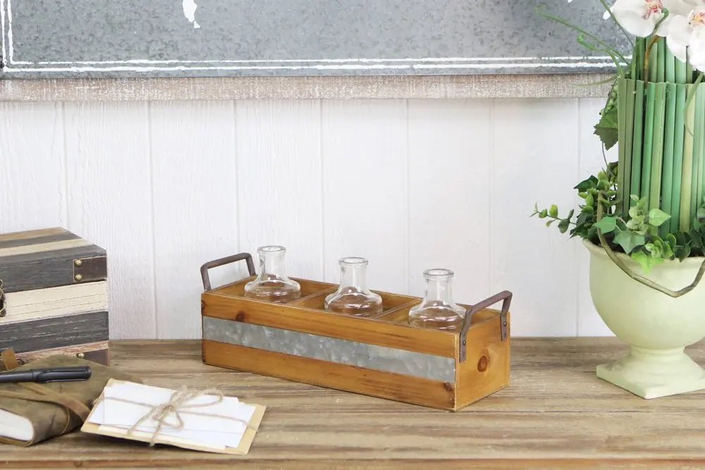 15" Brown Solid Wood And Metal Box HomeRoots