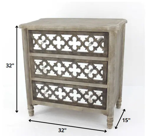 15" Brown Standard Accent Cabinet With Three Drawers - NOVA HOME FURNITURE