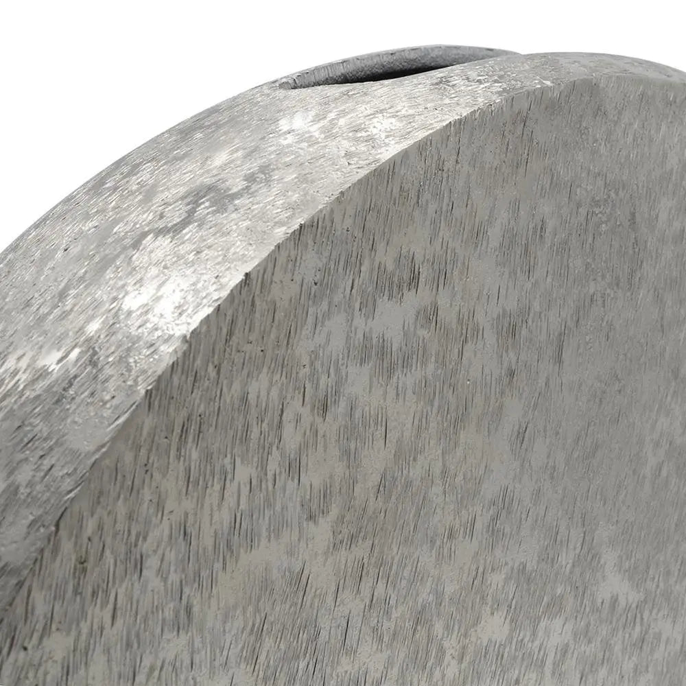 15" Silver Aluminum Round Disc Table Vase - NOBLE HOME INTERIORS