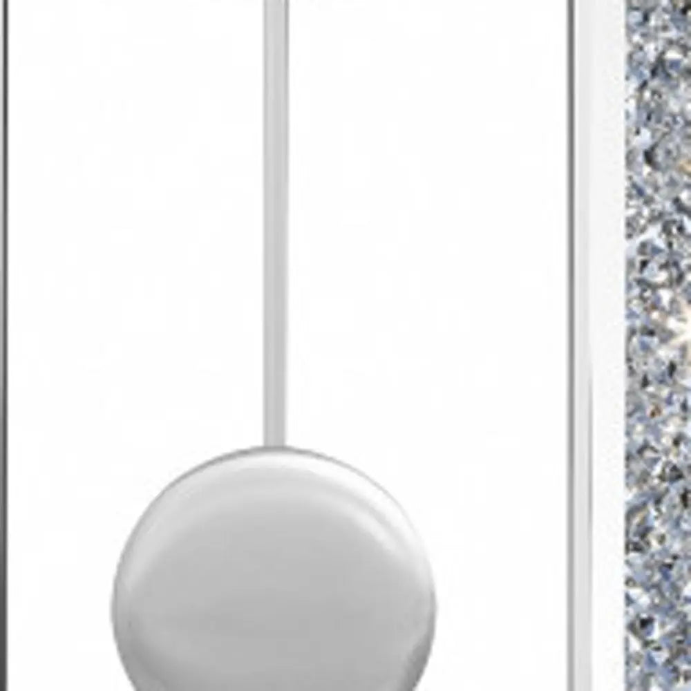 15" Silver Faux Crystal And Mirrored Glass Silent Analog Oval Wall Clock - NOBLE HOME INTERIORS