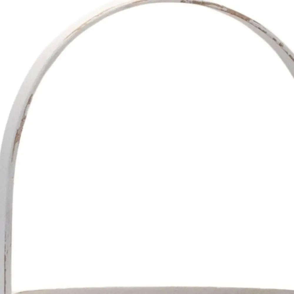 15" White Distressed Woven Manufactured Wood Centerpiece Lantern Candle Holder - NOBLE HOME INTERIORS