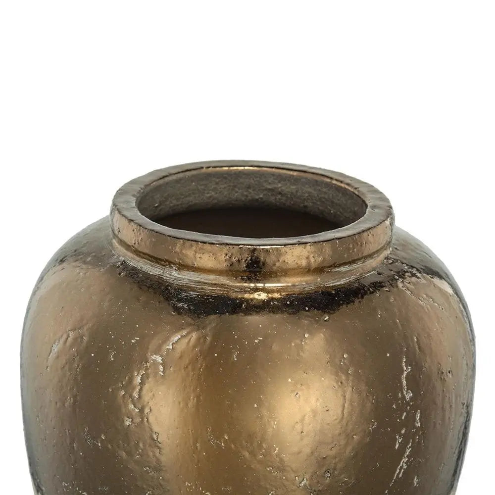 16" Beige and Bronze Terracotta Round Jug Vase - NOBLE HOME INTERIORS