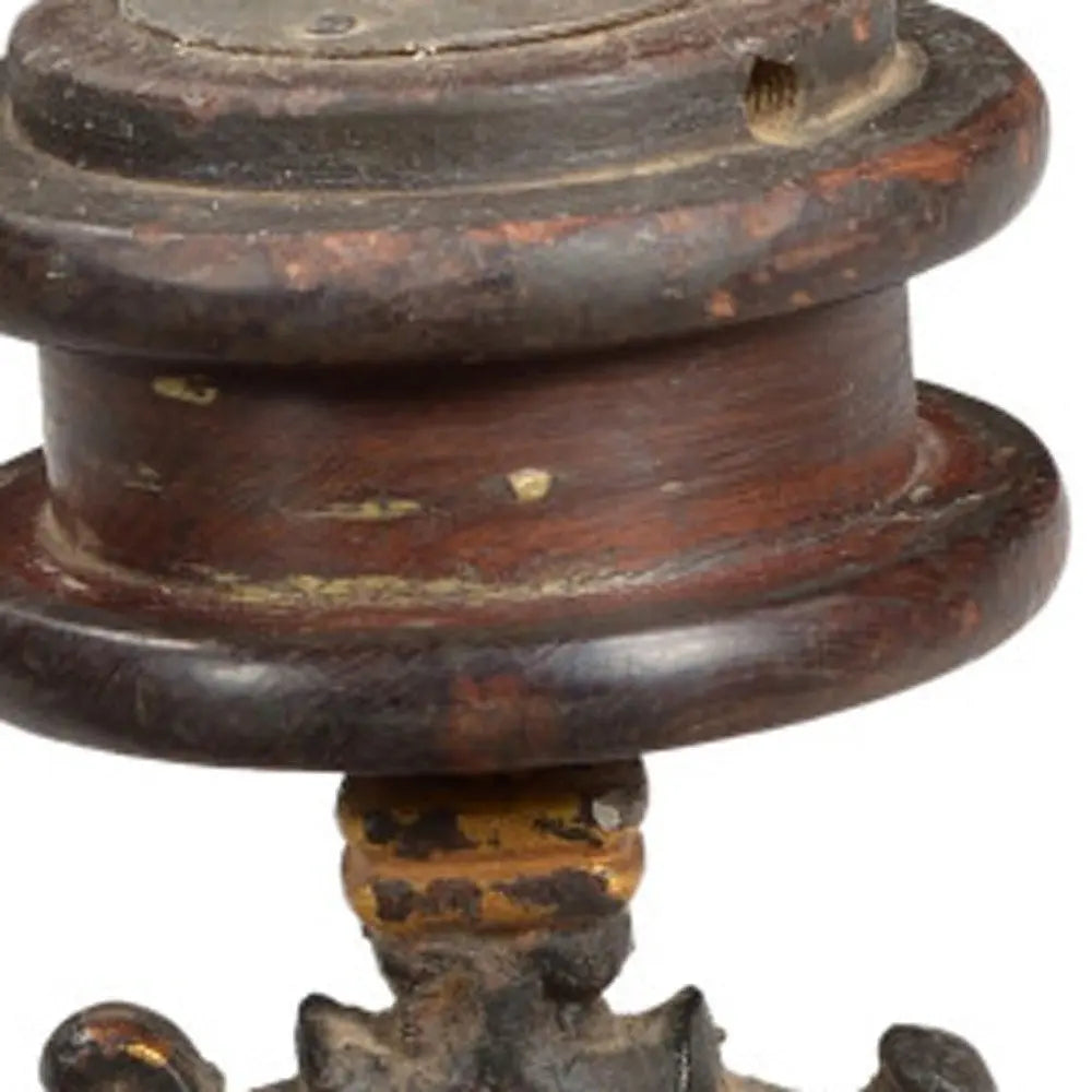 16" Black Distressed Floral Metal Tabletop Tealight Candle Holder - NOBLE HOME INTERIORS