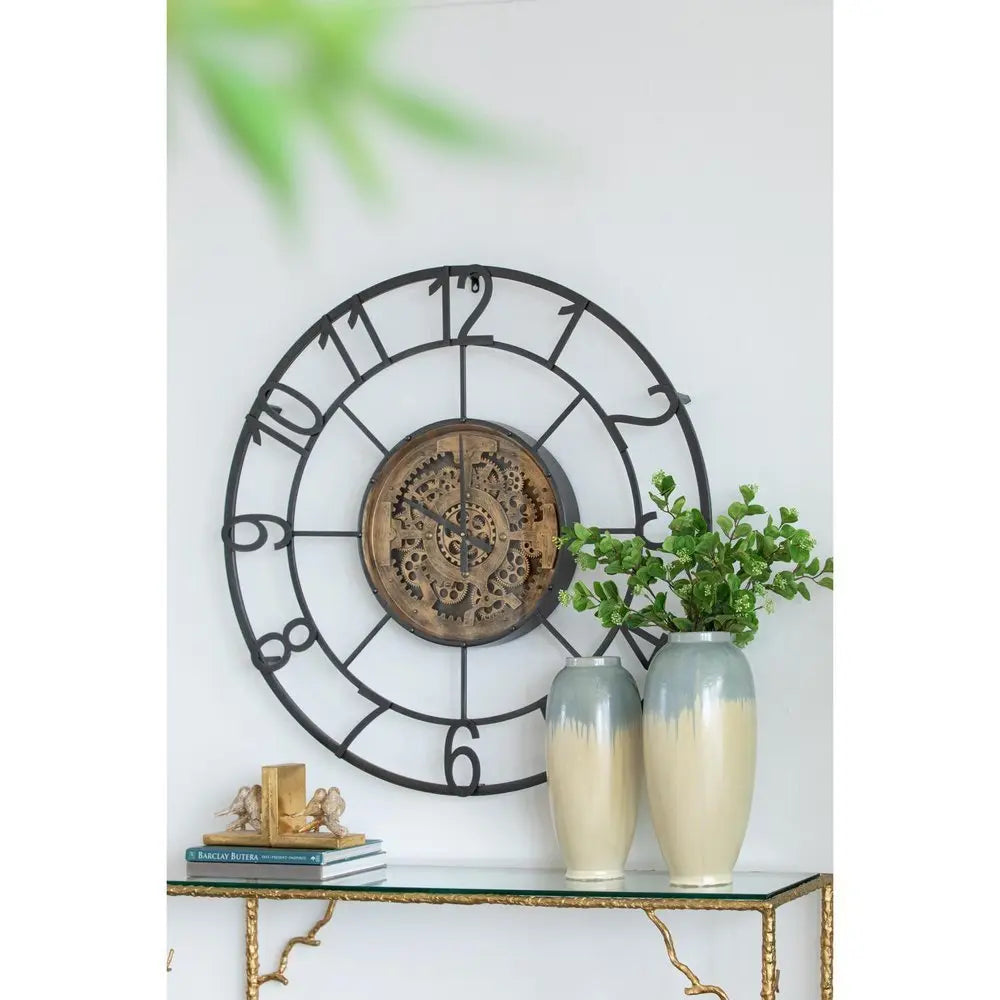 16" Blue And Cream Reactive Glaze Ceramic Cylinder Table Vase - NOBLE HOME INTERIORS