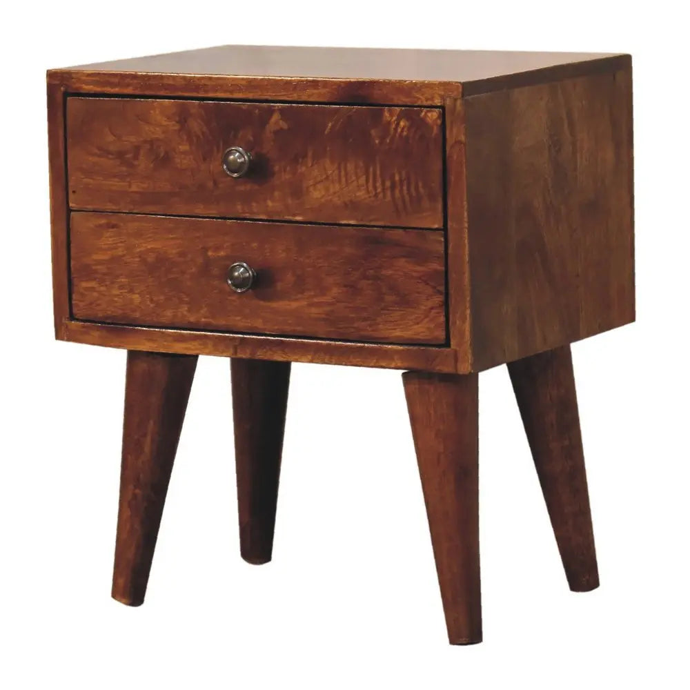 16" Brown Solid Wood Two Drawer Nightstand - NOBLE HOME INTERIORS