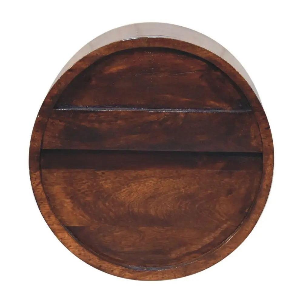 16" Chestnut Solid Wood Round One Drawer Floating Nightstand - NOBLE HOME INTERIORS