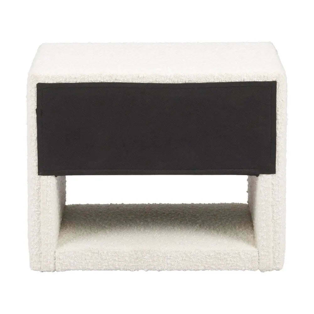 16" Ivory Wood Woven Texture One Drawer Nightstand - NOBLE HOME INTERIORS