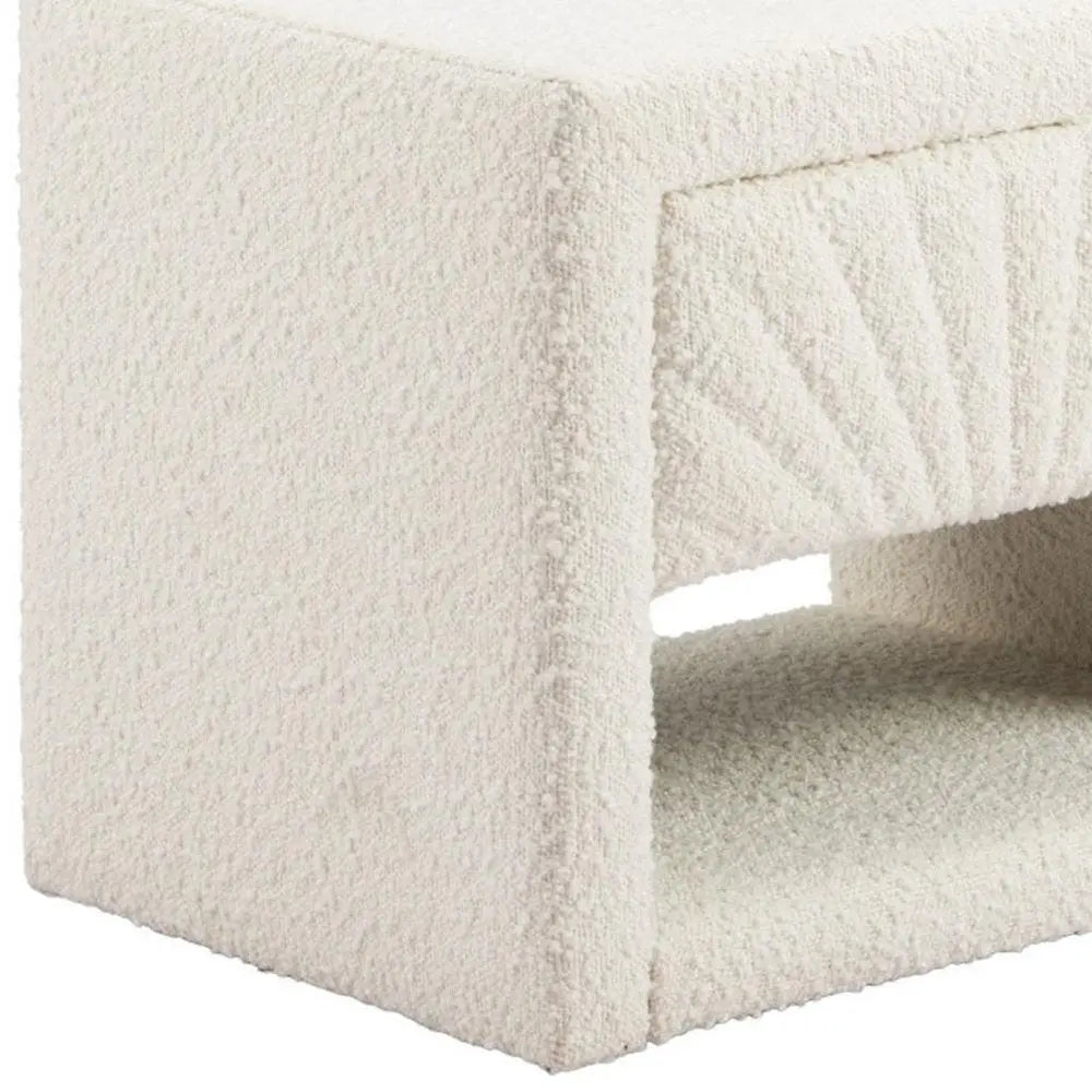 16" Ivory Wood Woven Texture One Drawer Nightstand - NOBLE HOME INTERIORS