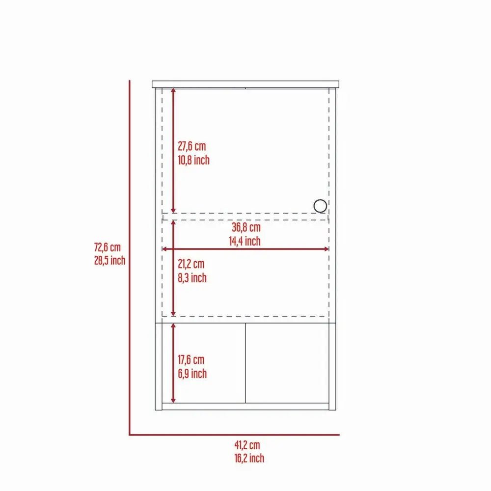 16" Light Oak And White Wall Mounted Cabinet With Three Shelves HomeRoots