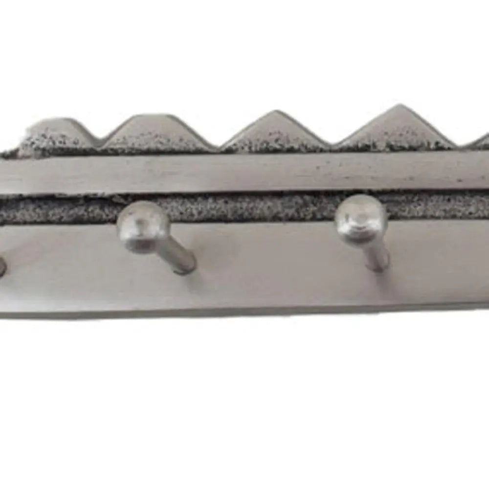 16" Silver Five Hook Wall Mount Key Shaped Coat Rack - NOBLE HOME INTERIORS
