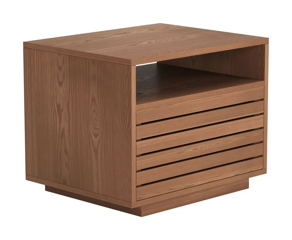 16" Walnut Wood One Drawer Nightstand - NOBLE HOME INTERIORS