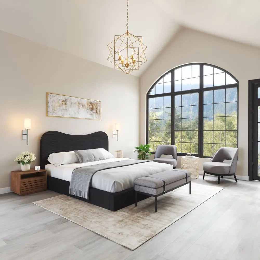 16" Walnut Wood One Drawer Nightstand - NOBLE HOME INTERIORS