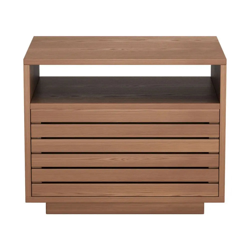 16" Walnut Wood One Drawer Nightstand - NOBLE HOME INTERIORS