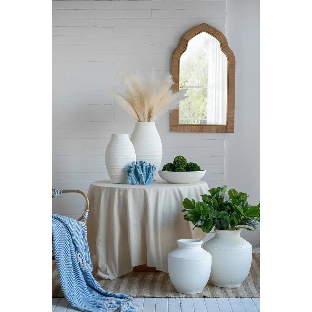 16" White Terracotta Round Jug Vase - NOBLE HOME INTERIORS