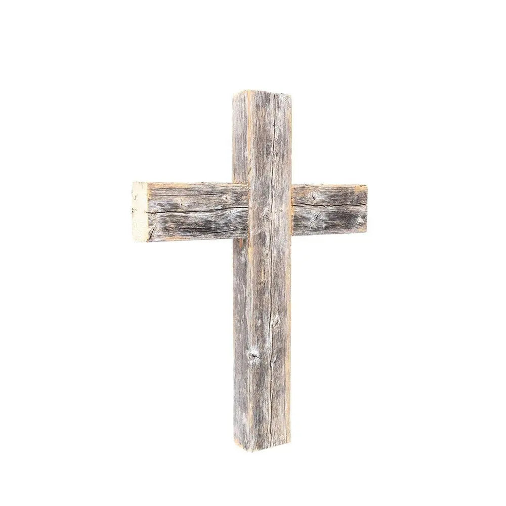 16" X 11" Gray Wood Cross Hanging Dimensional Sculpture - NOBLE HOME INTERIORS