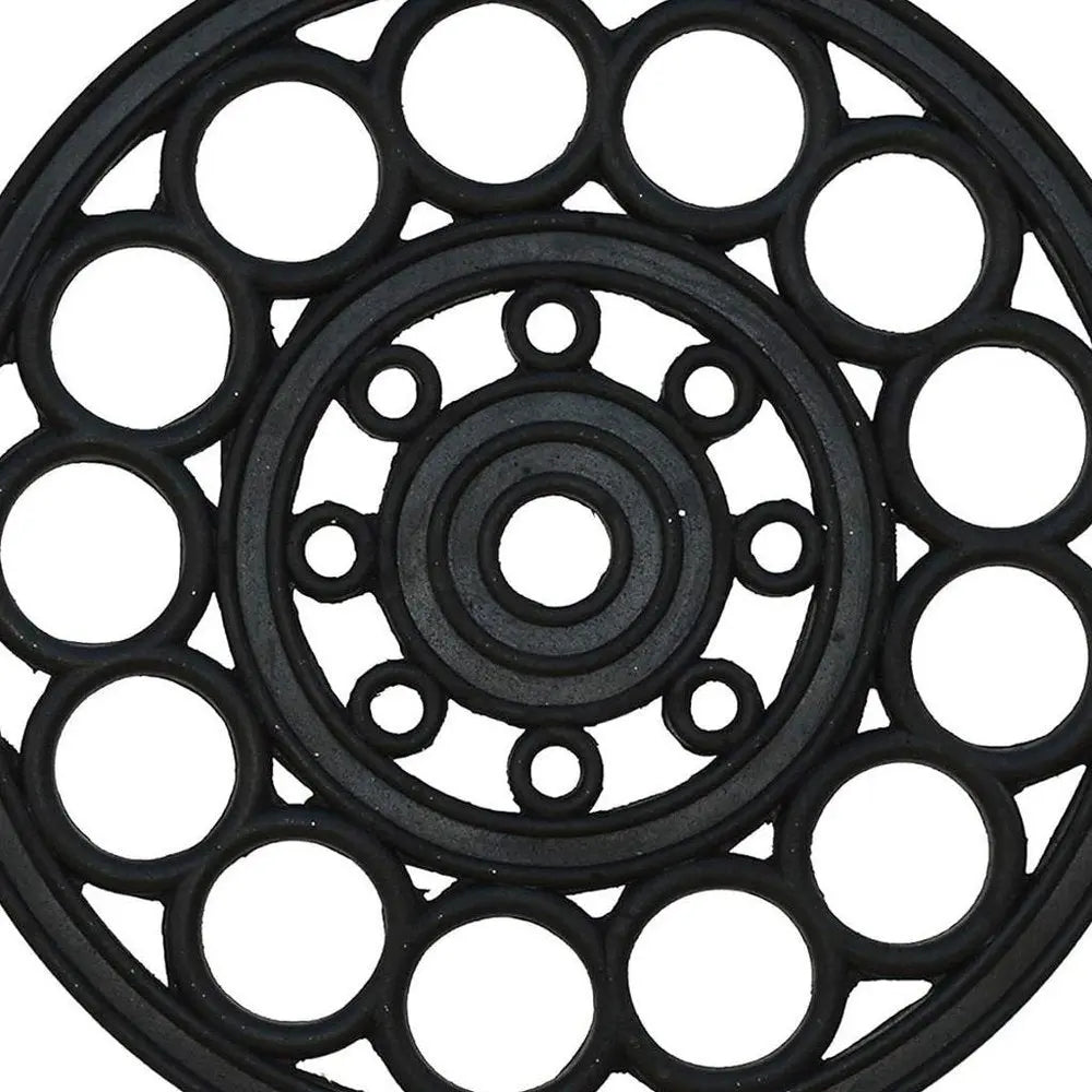 16" X 16" Black Square Outdoor Rubber Door Mat - NOBLE HOME INTERIORS