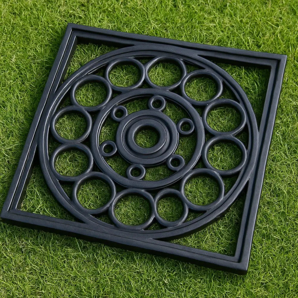 16" X 16" Black Square Outdoor Rubber Door Mat - NOBLE HOME INTERIORS