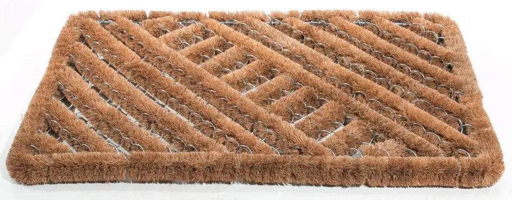 16" X 24" Brown Coir Geometric Outdoor Door Mat - NOBLE HOME INTERIORS