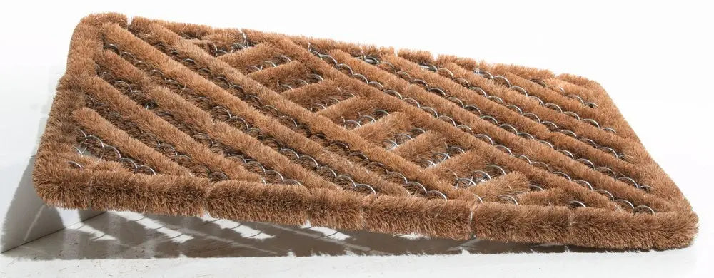16" X 24" Brown Coir Geometric Outdoor Door Mat - NOBLE HOME INTERIORS