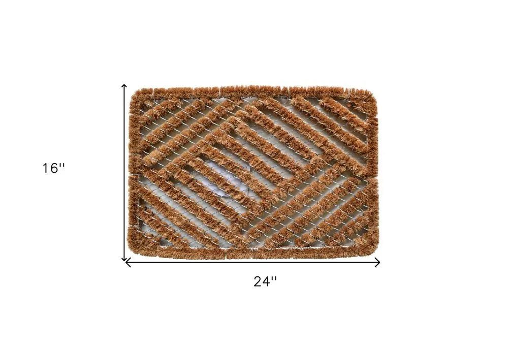 16" X 24" Brown Coir Geometric Outdoor Door Mat - NOBLE HOME INTERIORS