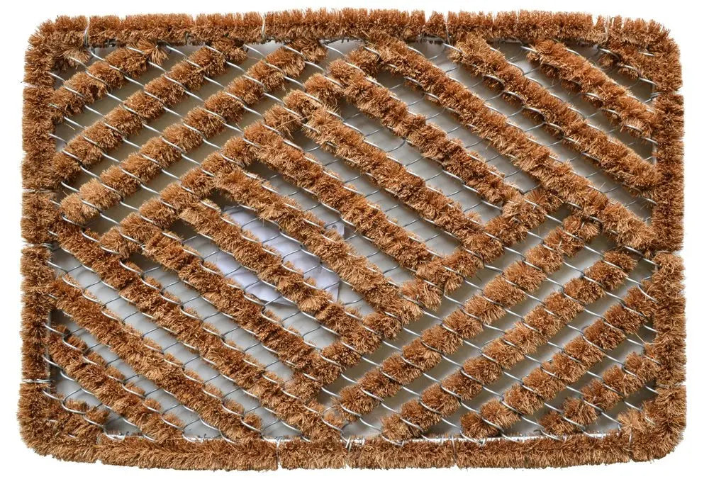 16" X 24" Brown Coir Geometric Outdoor Door Mat - NOBLE HOME INTERIORS