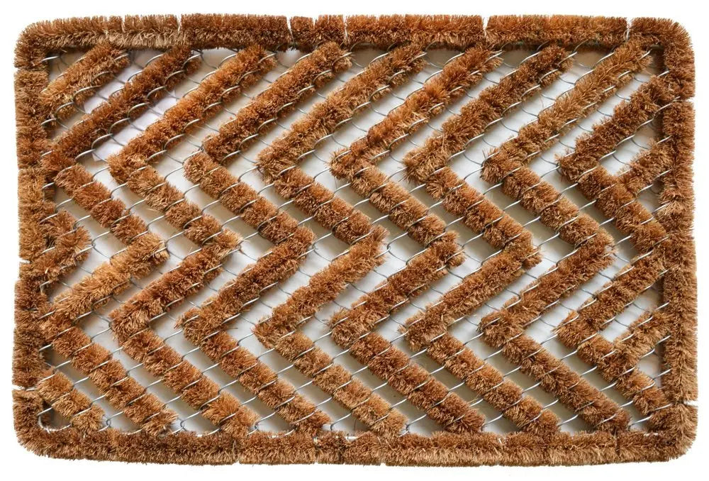 16" X 24" Brown Coir Zig Zag Outdoor Door Mat - NOBLE HOME INTERIORS