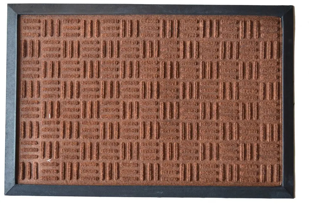 16" X 24" Brown Synthetic Fiber Abstract Outdoor Door Mat - NOBLE HOME INTERIORS