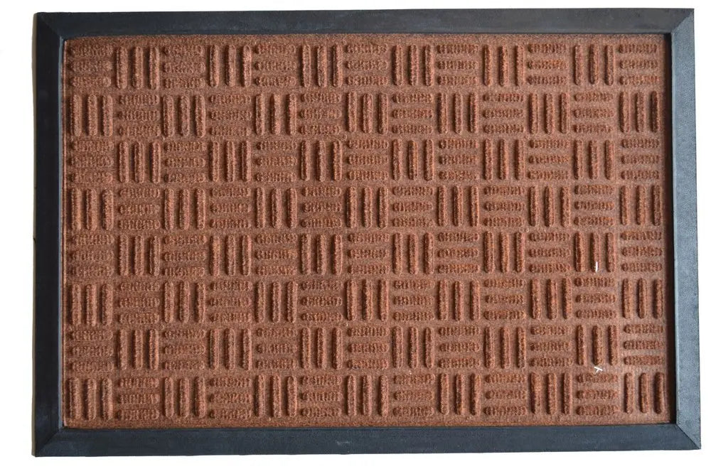16" X 24" Brown Synthetic Fiber Abstract Outdoor Door Mat - NOBLE HOME INTERIORS