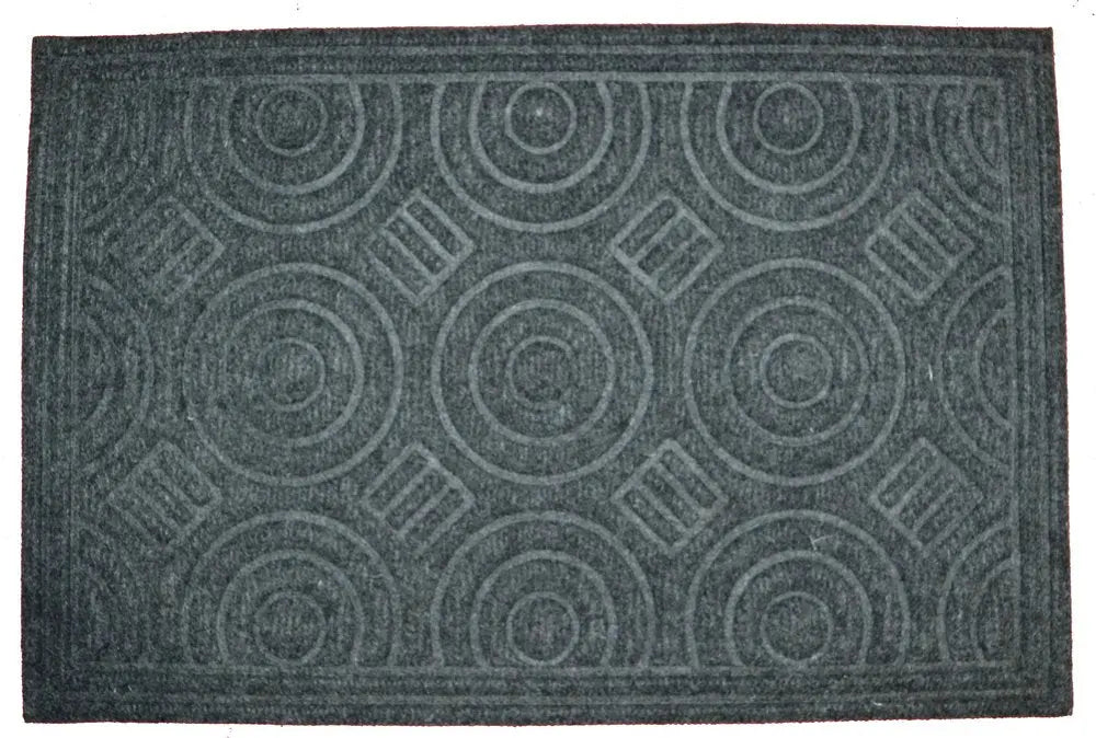16" X 27" Gray Synthetic Fiber Abstract Outdoor Door Mat - NOBLE HOME INTERIORS