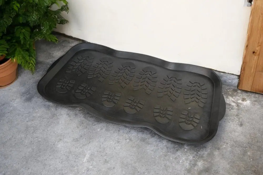 16" X 32" Black Rubber Outdoor Boot Tray - NOBLE HOME INTERIORS
