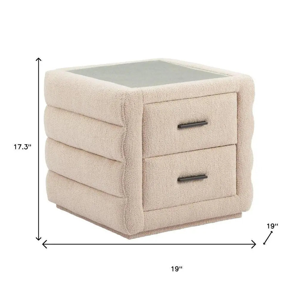 17" Beige Wood Pedestal End Table - NOBLE HOME INTERIORS