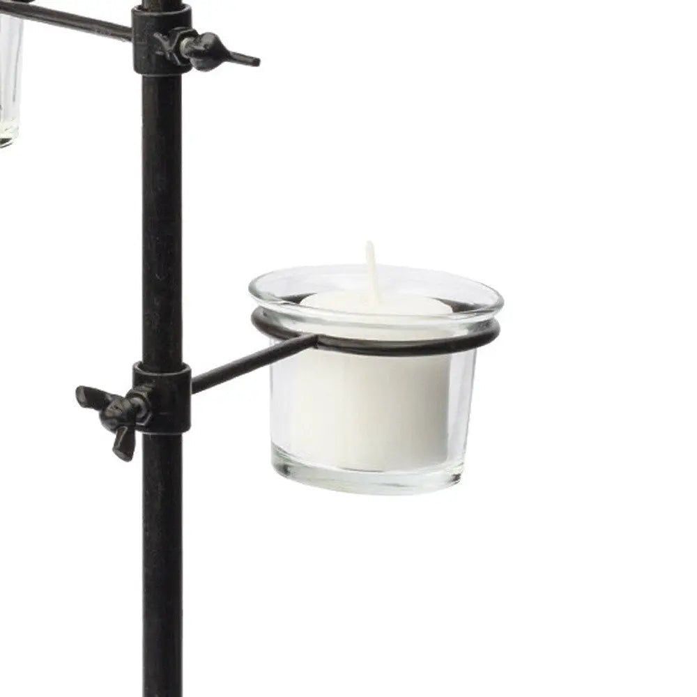 17" Black Distressed Abstract Metal Tabletop Tealight Candle Holder HomeRoots