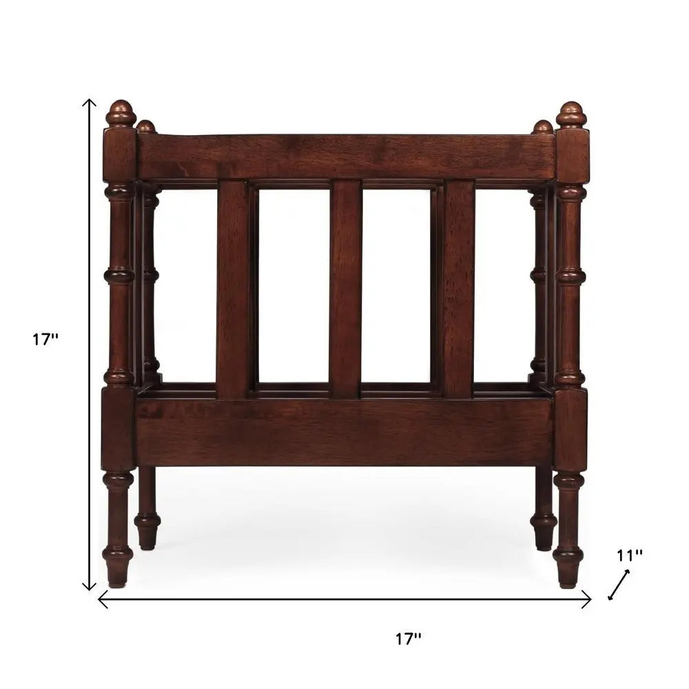 17" Brown Solid Wood Magazine Holder - NOBLE HOME INTERIORS