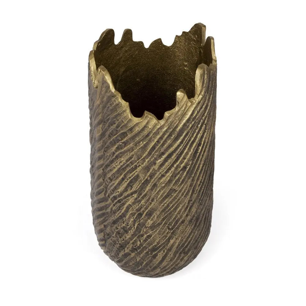 17" Gold Abstract Aluminum Table Vase - NOBLE HOME INTERIORS